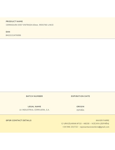Cerradura 5557 entrada 60mm. 9555760 lince