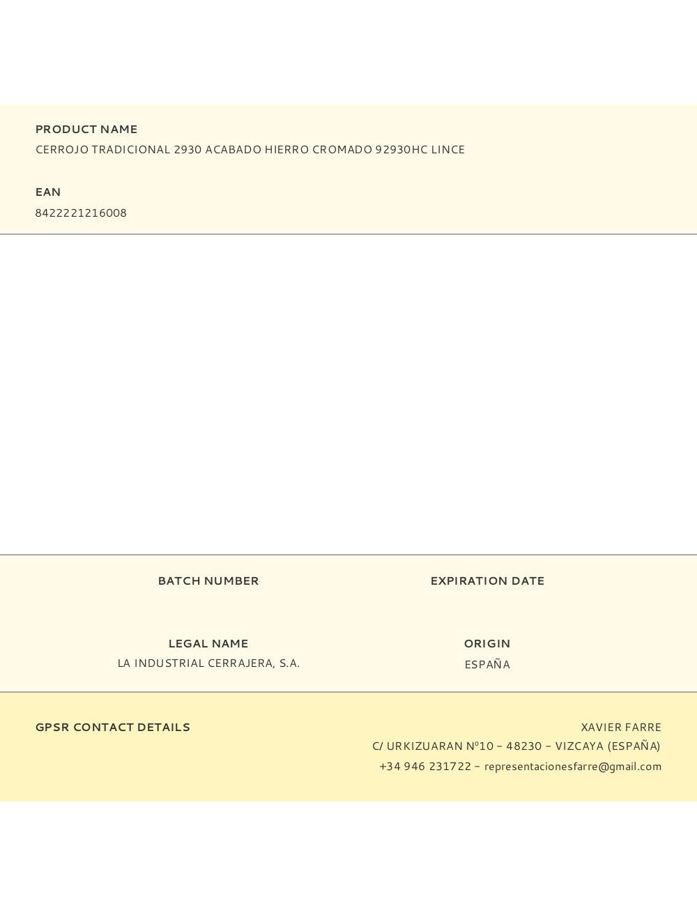 Cerrojo tradicional 2930 acabado hierro cromado 92930hc lince