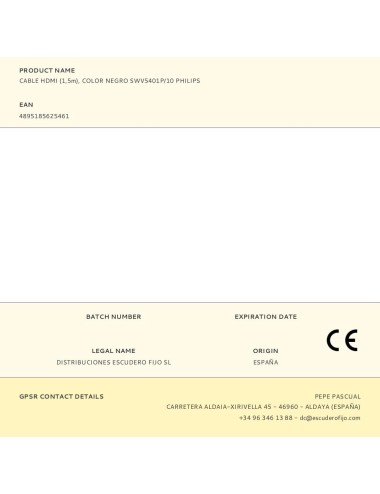 Cable hdmi (1,5m), color negro swv5401p/10 philips