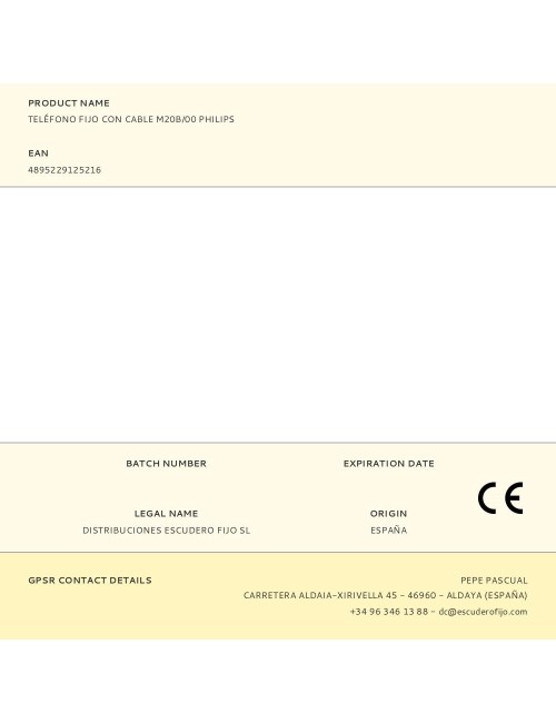 Teléfono fijo con cable m20b/00 philips