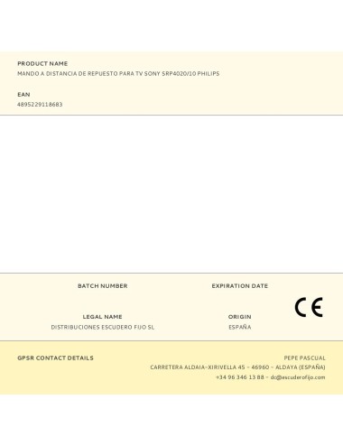 Mando a distancia de repuesto para tv sony srp4020/10 philips