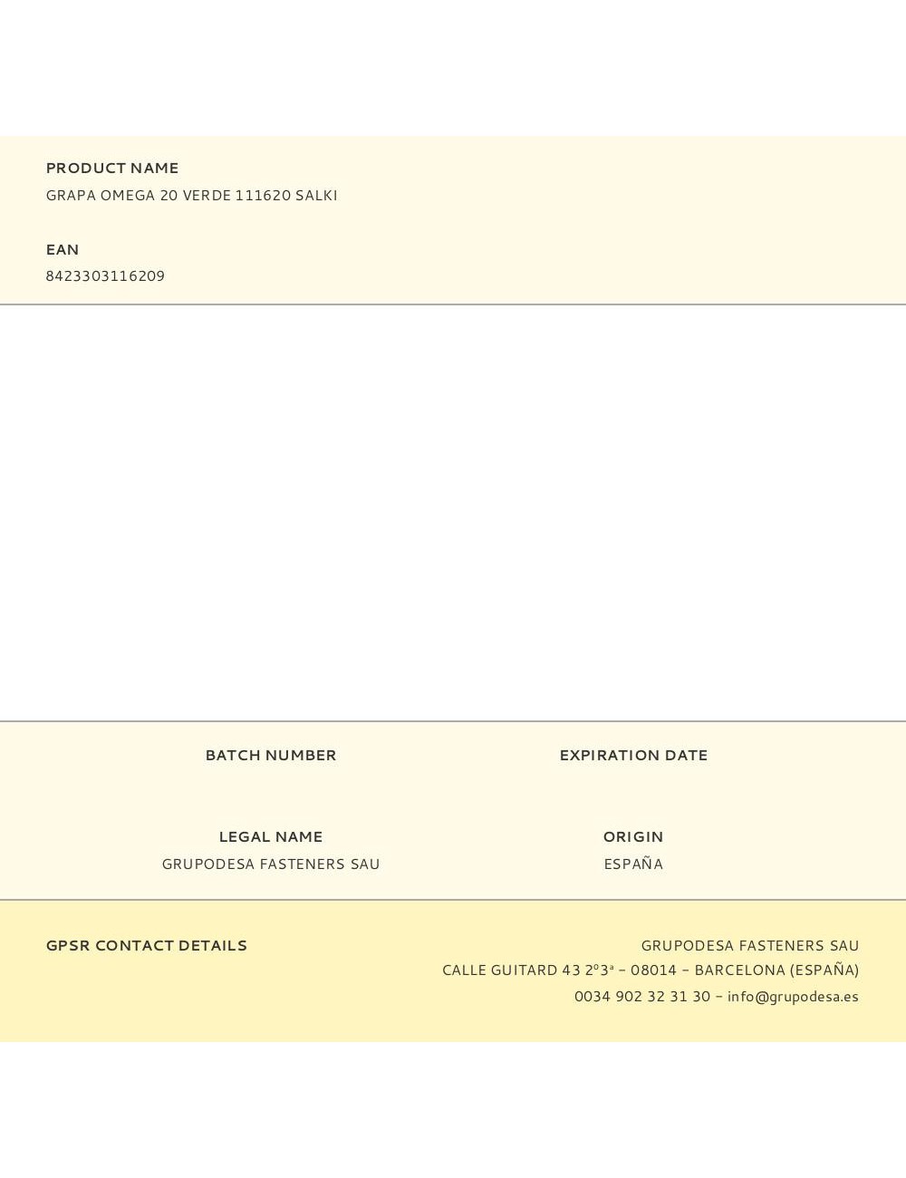 Grapa omega 20 verde 111620 salki