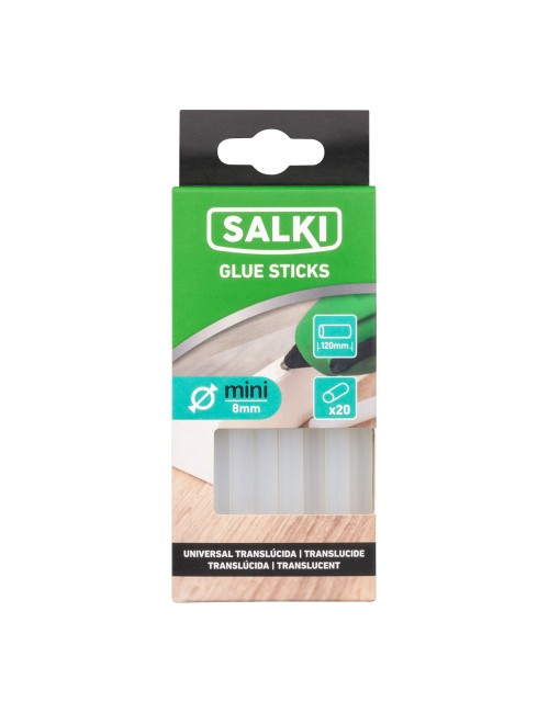 Barra de cola termofusible para uso universal translúcida, ø8 x 120 mm, blister 20 uds