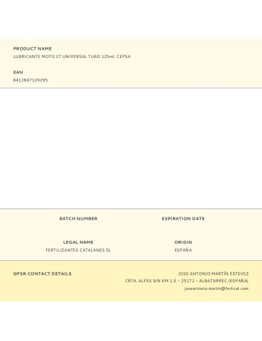 Lubricante moto 2t universal tubo 125ml. cepsa