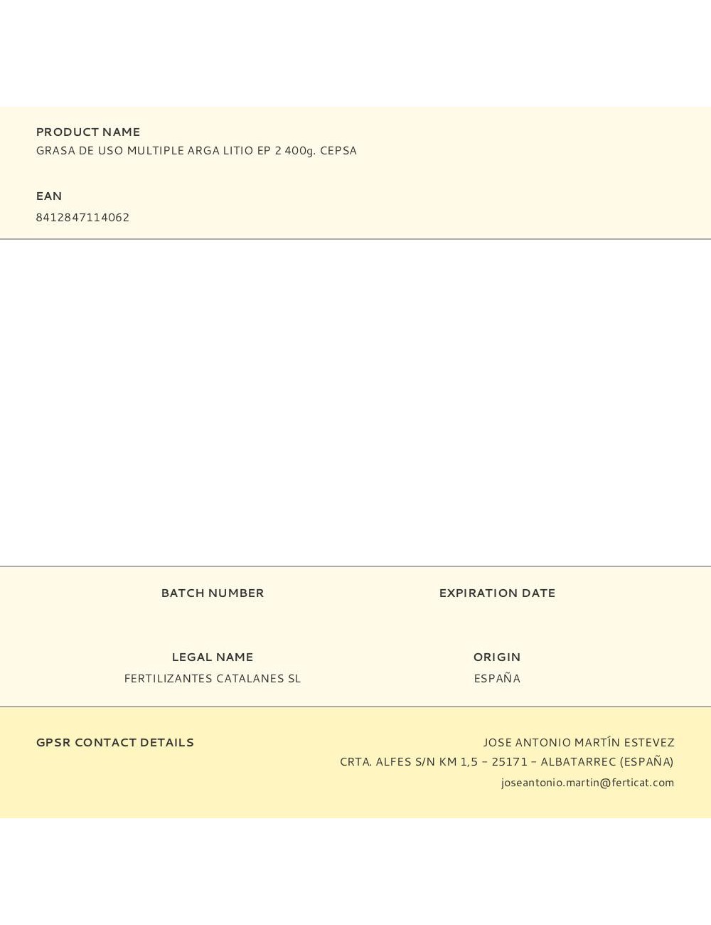 Grasa de uso multiple arga litio ep 2 400g. cepsa