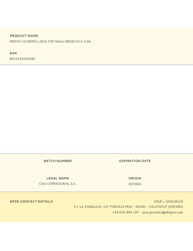 Medio cilindro logo std 50mm 08030.03.0 cisa