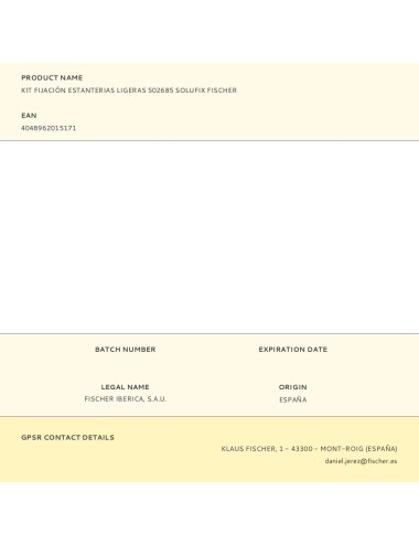 Kit fijación estanterias ligeras 502685 solufix fischer