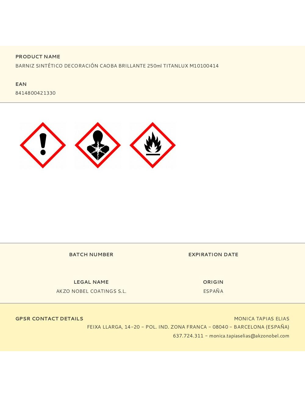 Barniz sintético decoración caoba brillante 250 ml