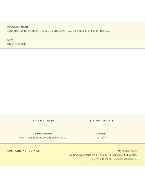 Cerraduras de sobreponer izquierda con tirador c9111 iz c-c9111i dorcas