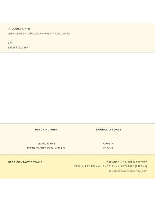 Lubricante hidráulico hm 46 lata 5l. cepsa