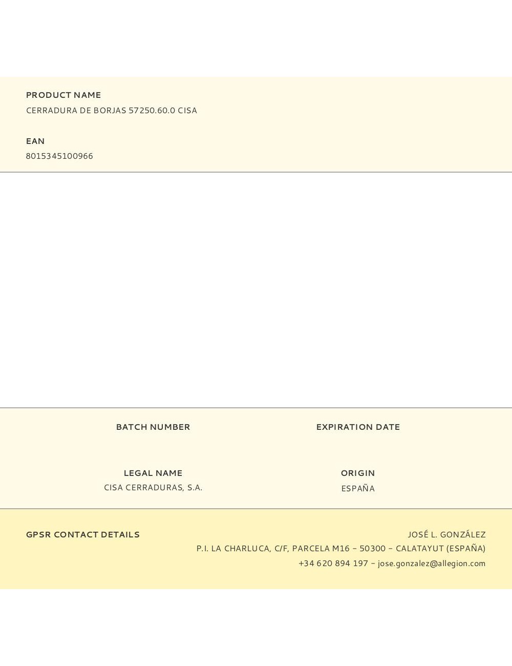 Cerradura de borjas 57250.60.0 cisa