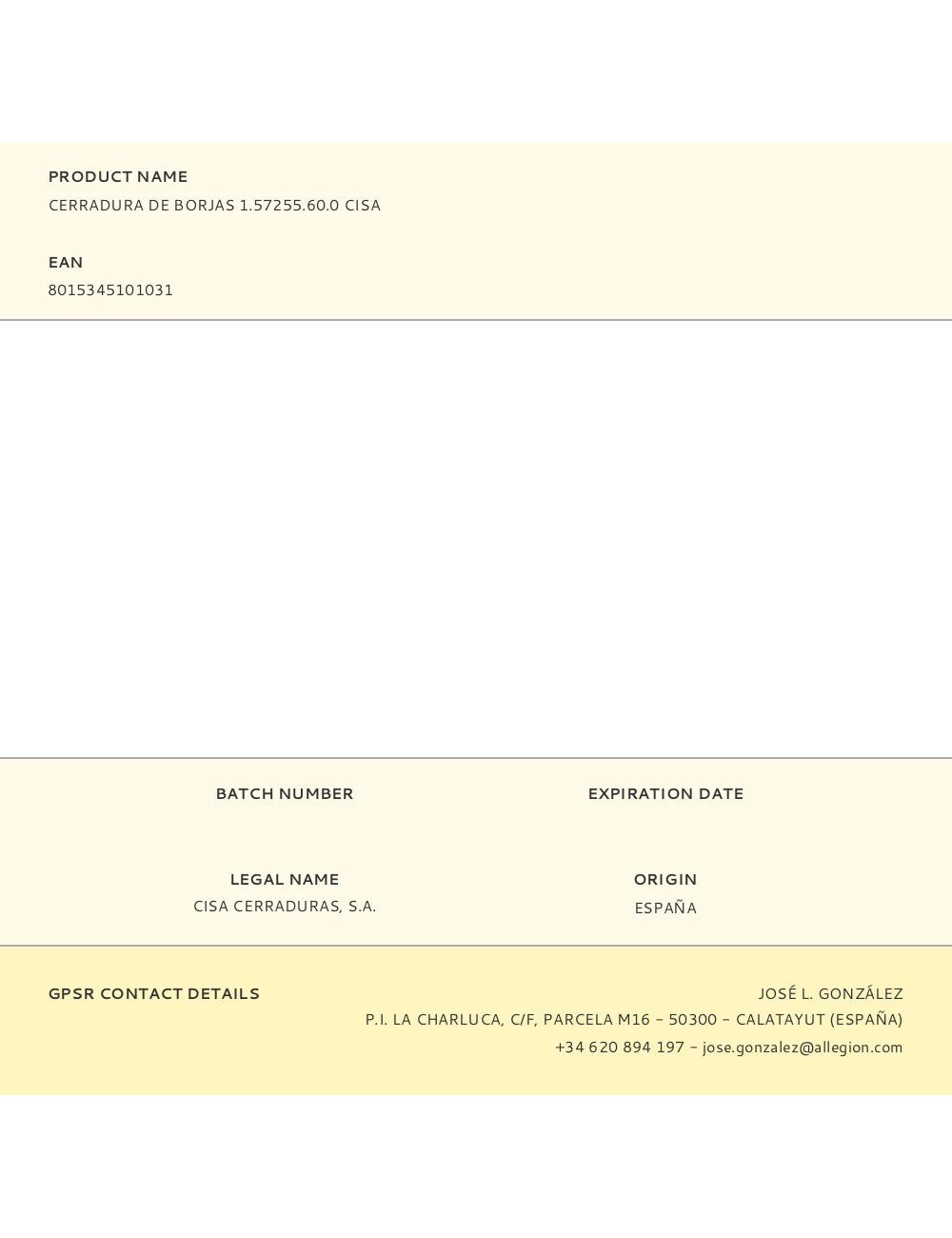 Cerradura de borjas 1.57255.60.0 cisa