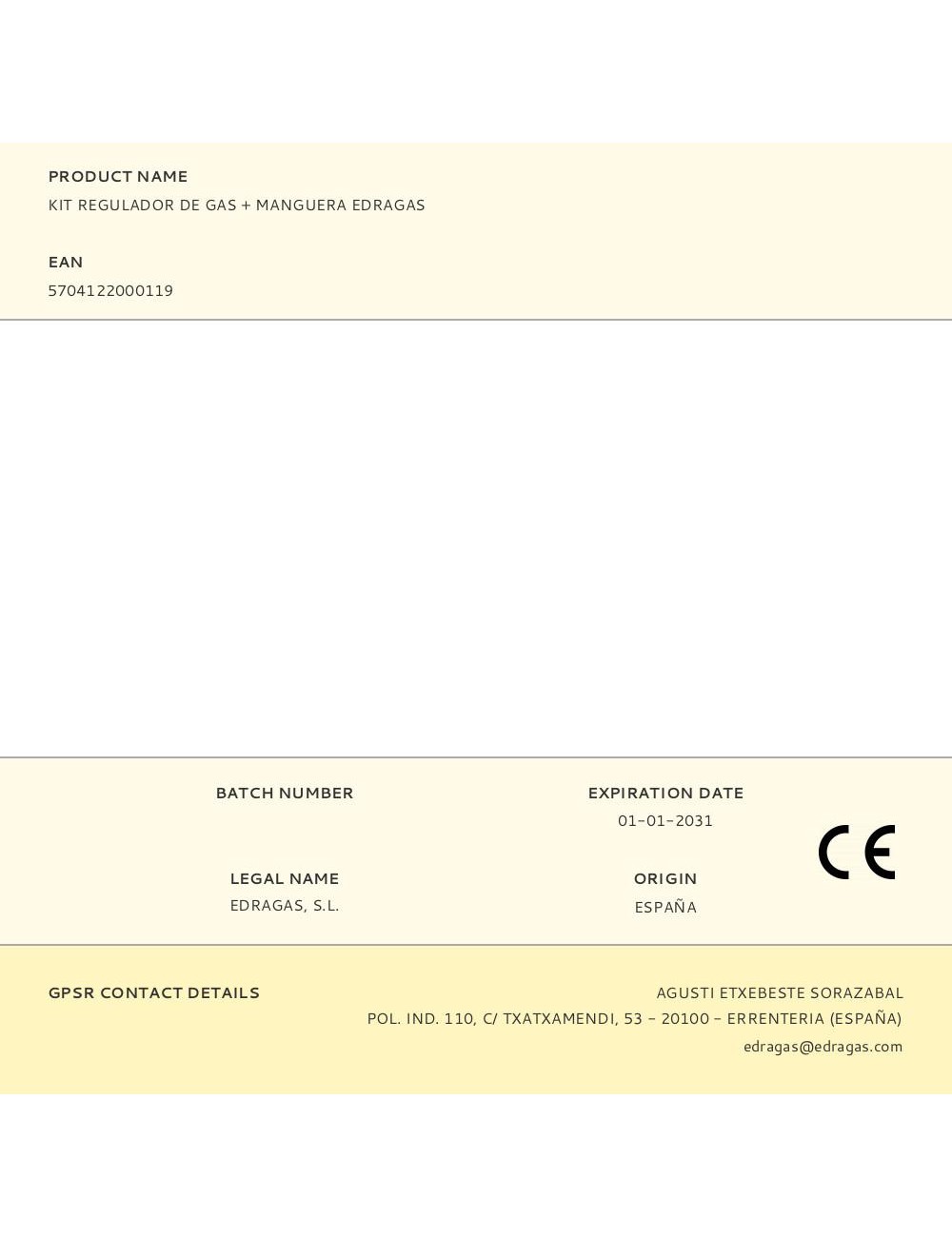 Kit regulador de gas + manguera edragas