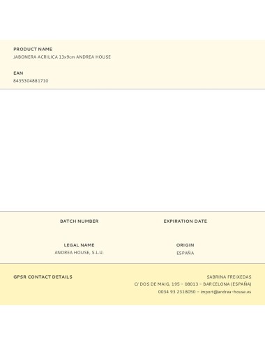 Jabonera acrilica 13x9cm andrea house