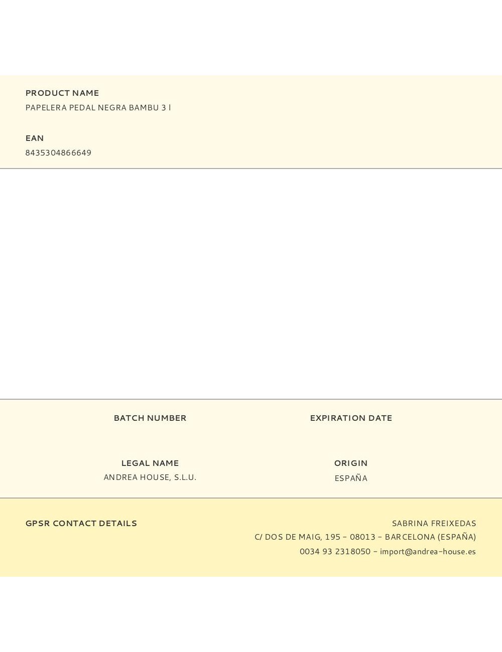 Papelera pedal negra bambu 3 l