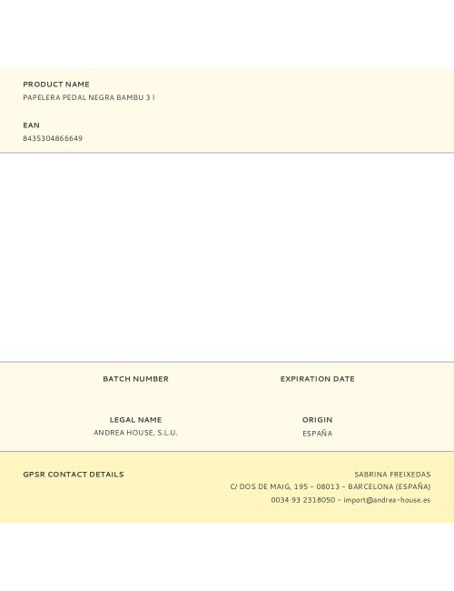 Papelera pedal negra bambu 3 l