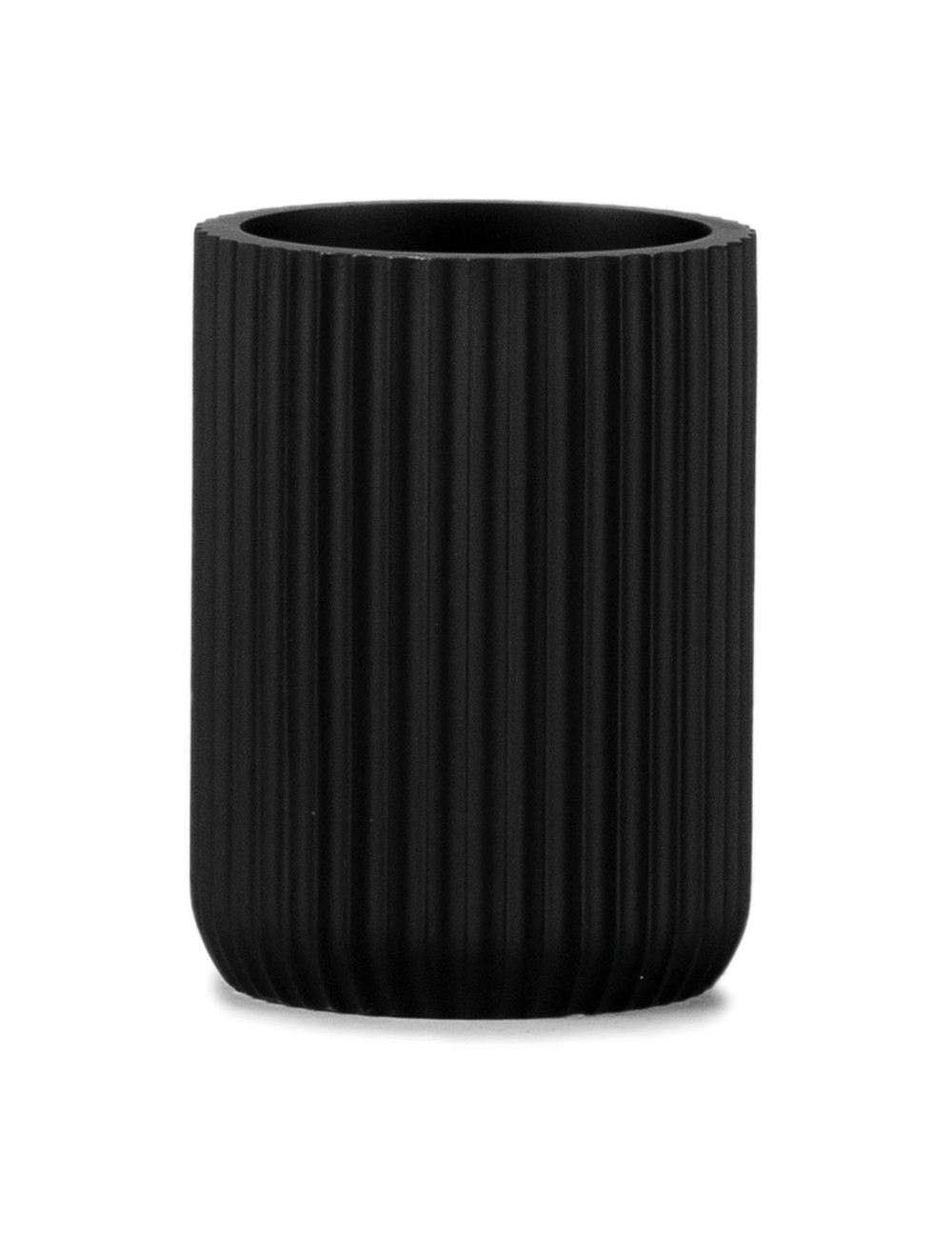 Portacepillos resina negro mate ø7 x 9,5 cm