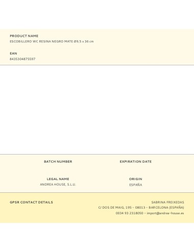 Escobillero wc resina negro mate ø9,5 x 36 cm