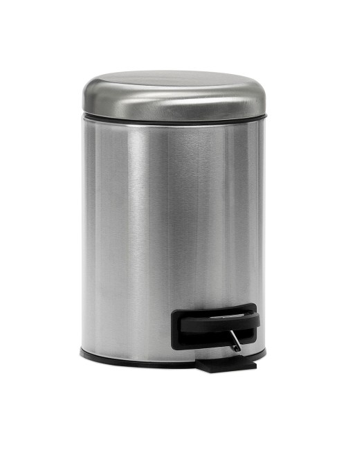 Papelera pedal metal plateada 3 l