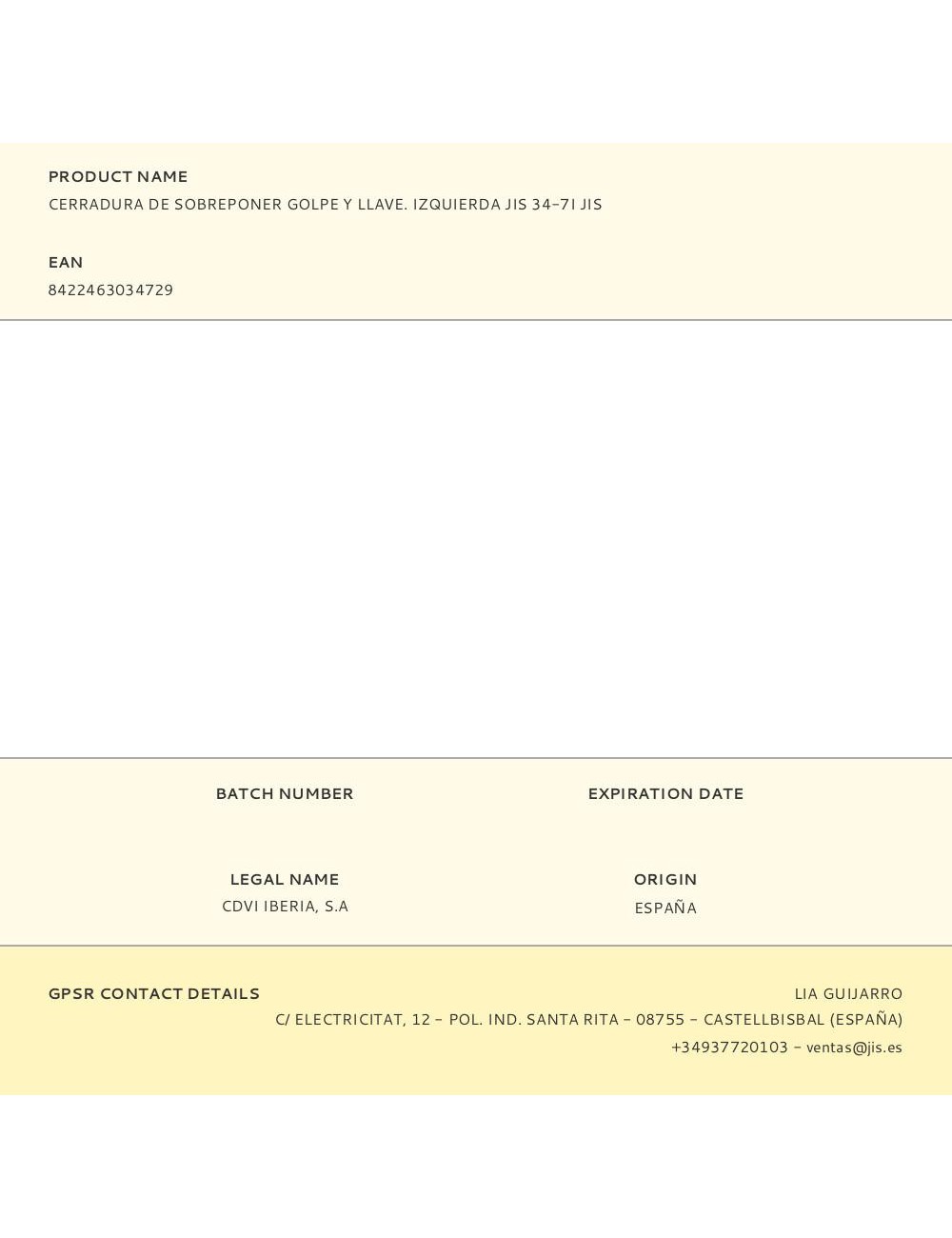 Cerradura de sobreponer golpe y llave. izquierda jis 34-7i jis