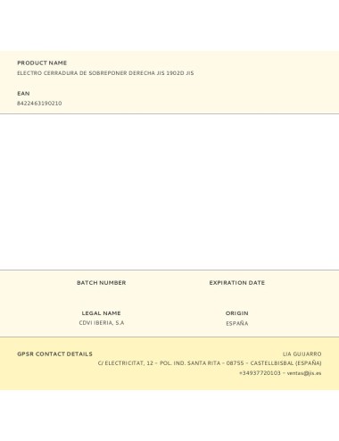 Electro cerradura de sobreponer derecha jis 1902d jis