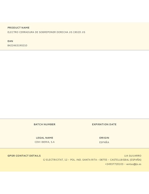 Electro cerradura de sobreponer derecha jis 1902d jis