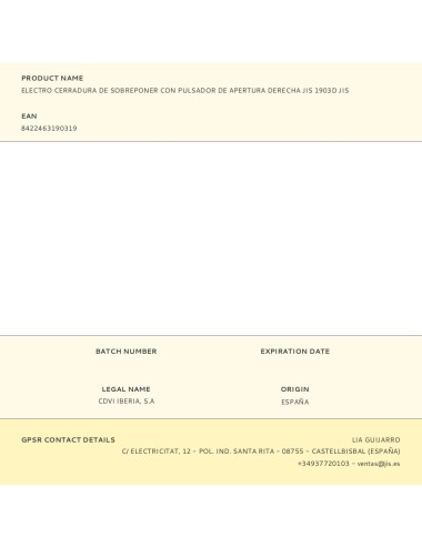Electro cerradura de sobreponer con pulsador de apertura derecha jis 1903d jis