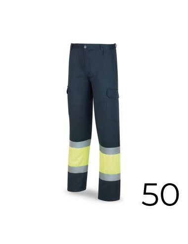 Pantalon poliester/algodón bicolor alta visibilidad azul/amarillo talla 50 388pfxyfa/50