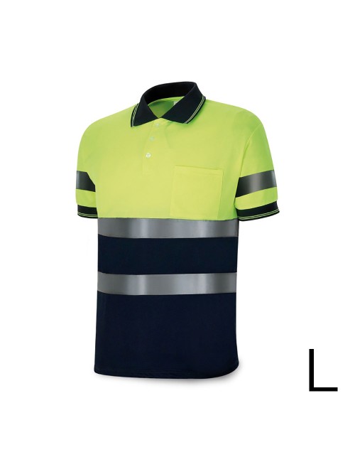 Polo alta visibilidad bicolor manga corta. tejido poliester 160g. transpirable talla l 1288pavxmcyfa/l