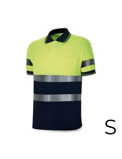 Polo alta visibilidad bicolor manga corta. tejido poliester 160g. transpirable talla s 1288pavxmcyfa/s