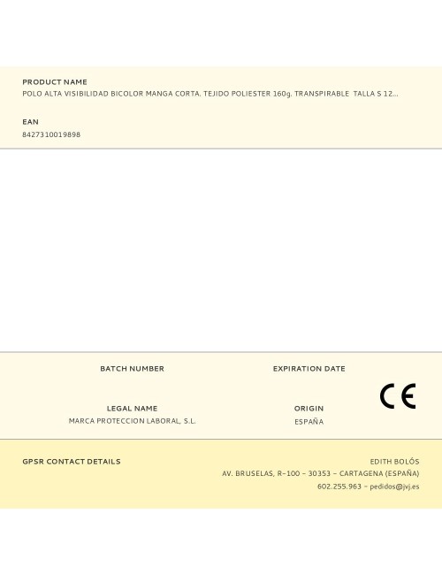 Polo alta visibilidad bicolor manga corta. tejido poliester 160g. transpirable talla s 1288pavxmcyfa/s