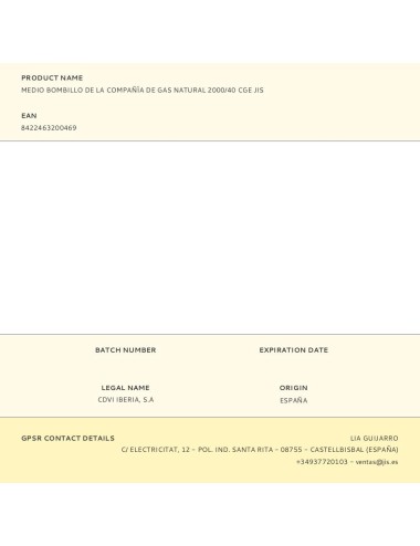 Medio bombillo de la compañía de gas natural 2000/40 cge jis