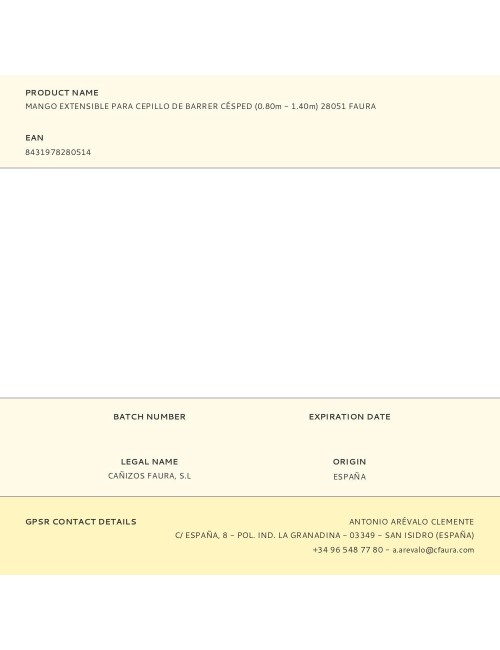 Mango extensible para cepillo de barrer césped (0.80m - 1.40m) 28051 faura