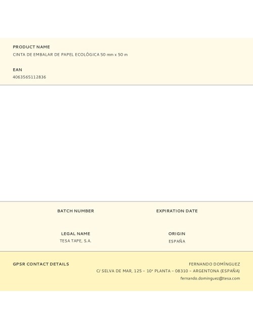 Cinta de embalar de papel ecológica 50 mm x 50 m
