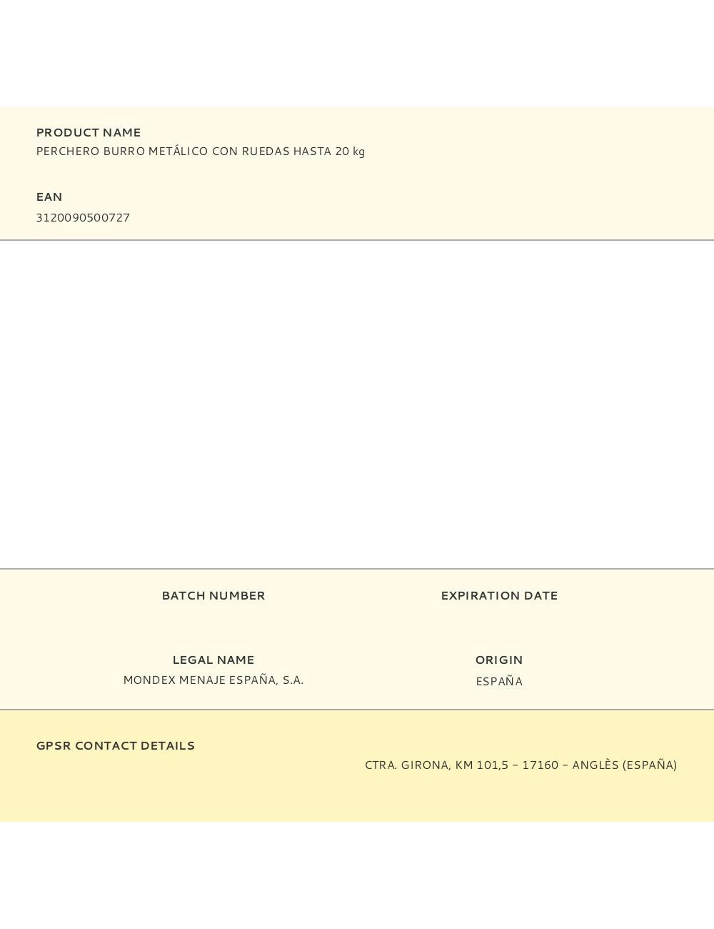 Perchero burro metálico con ruedas hasta 20 kg