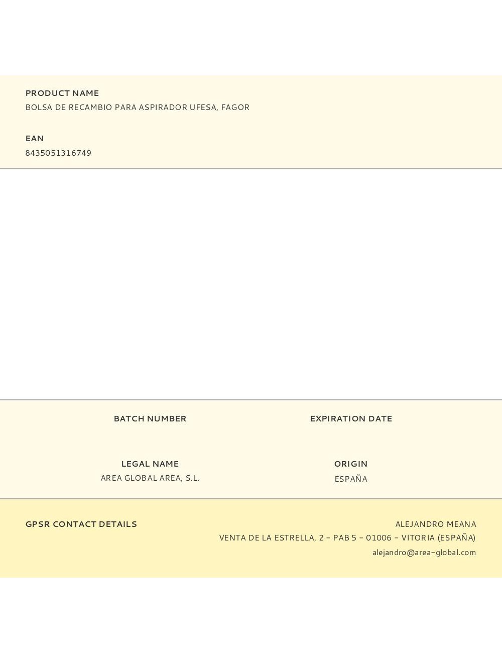 Bolsa de recambio para aspirador ufesa, fagor