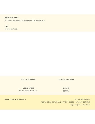 Bolsa de recambio para aspirador panasonic