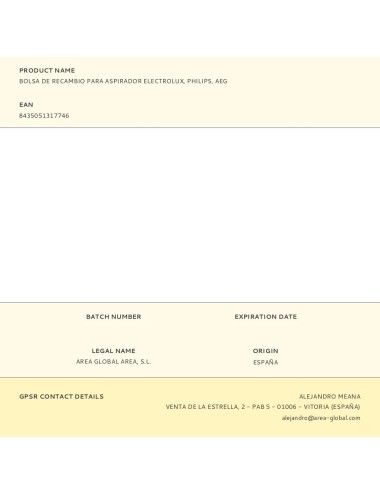 Bolsa de recambio para aspirador electrolux, philips, aeg