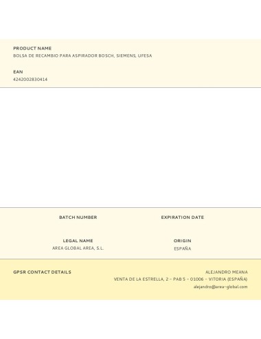 Bolsa de recambio para aspirador bosch, siemens, ufesa