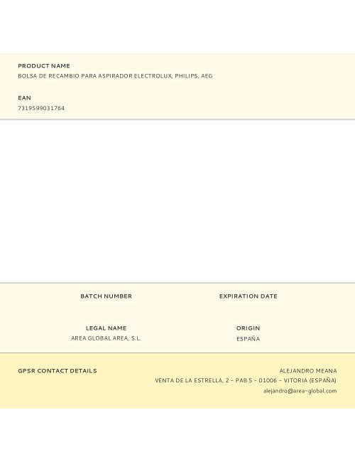 Bolsa de recambio para aspirador electrolux, philips, aeg