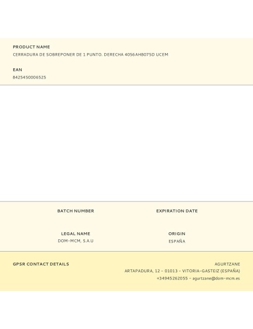 Cerradura de sobreponer de 1 punto. derecha 4056ahb075d ucem