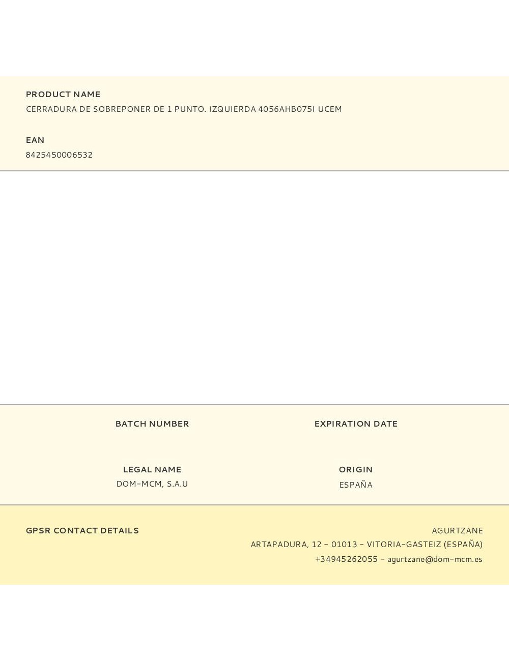 Cerradura de sobreponer de 1 punto. izquierda 4056ahb075i ucem