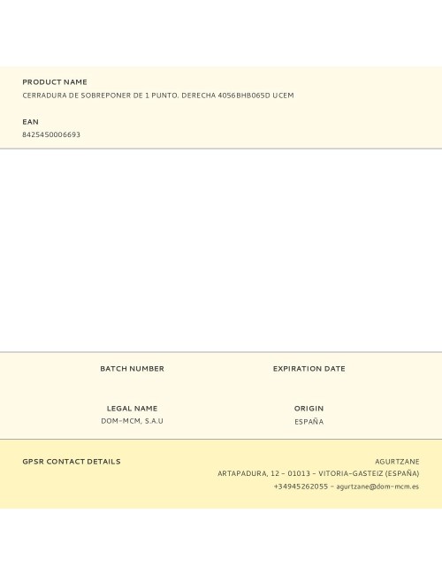 Cerradura de sobreponer de 1 punto. derecha 4056bhb065d ucem