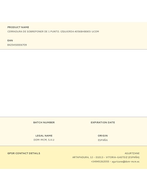 Cerradura de sobreponer de 1 punto. izquierda 4056bhb065i ucem