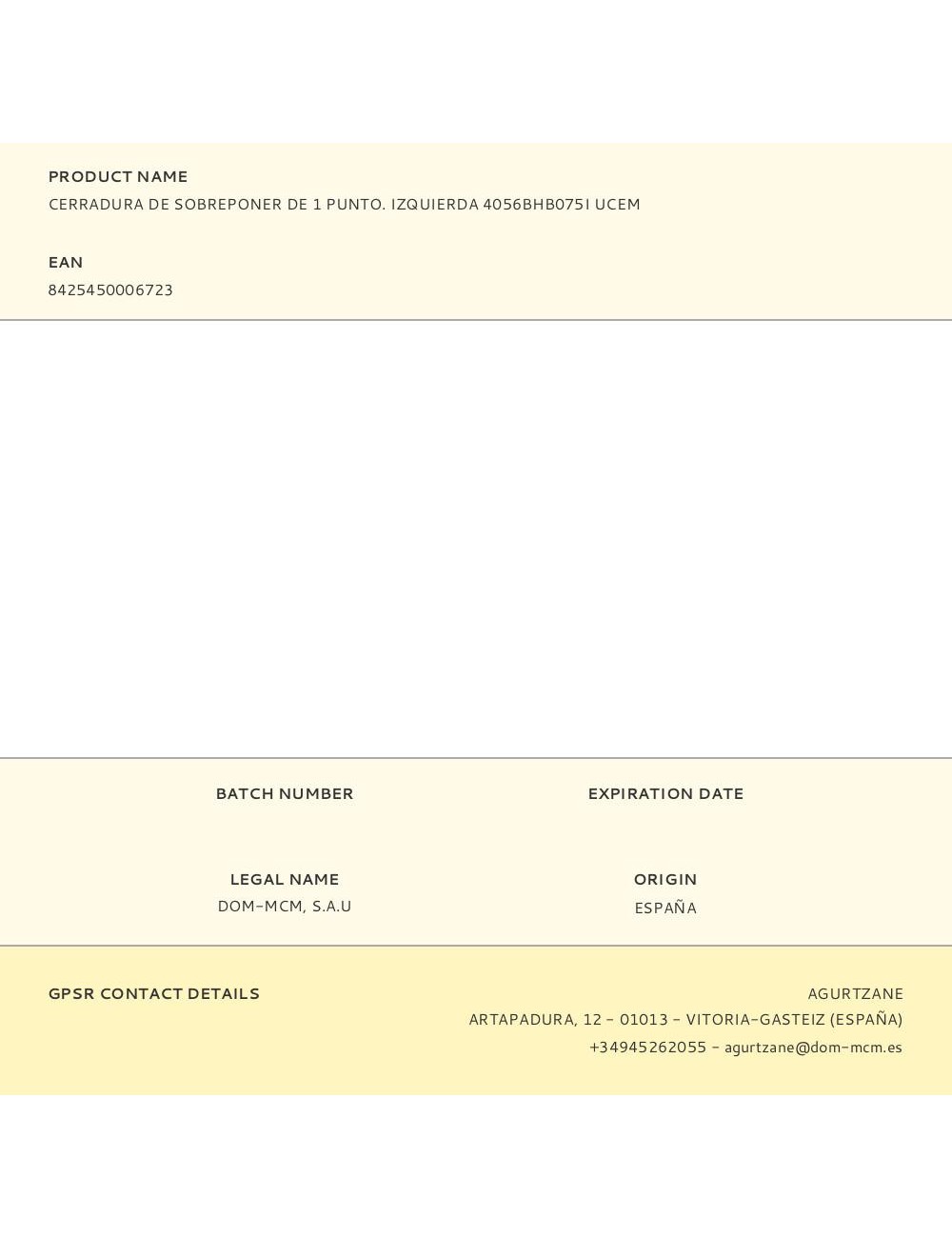 Cerradura de sobreponer de 1 punto. izquierda 4056bhb075i ucem