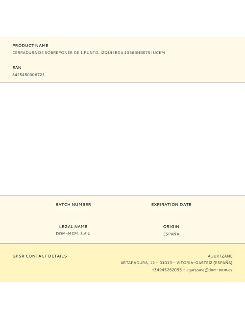 Cerradura de sobreponer de 1 punto. izquierda 4056bhb075i ucem