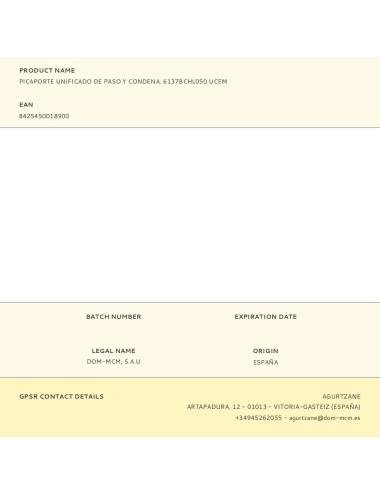 Picaporte unificado de paso y condena. 6137bchl050 ucem