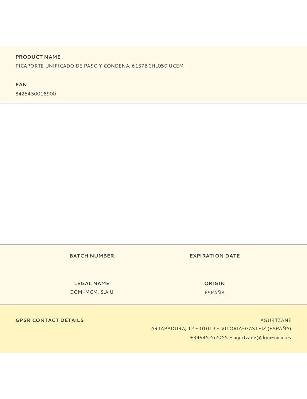 Picaporte unificado de paso y condena. 6137bchl050 ucem