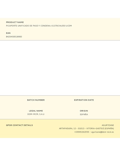 Picaporte unificado de paso y condena. 6137bchl050 ucem