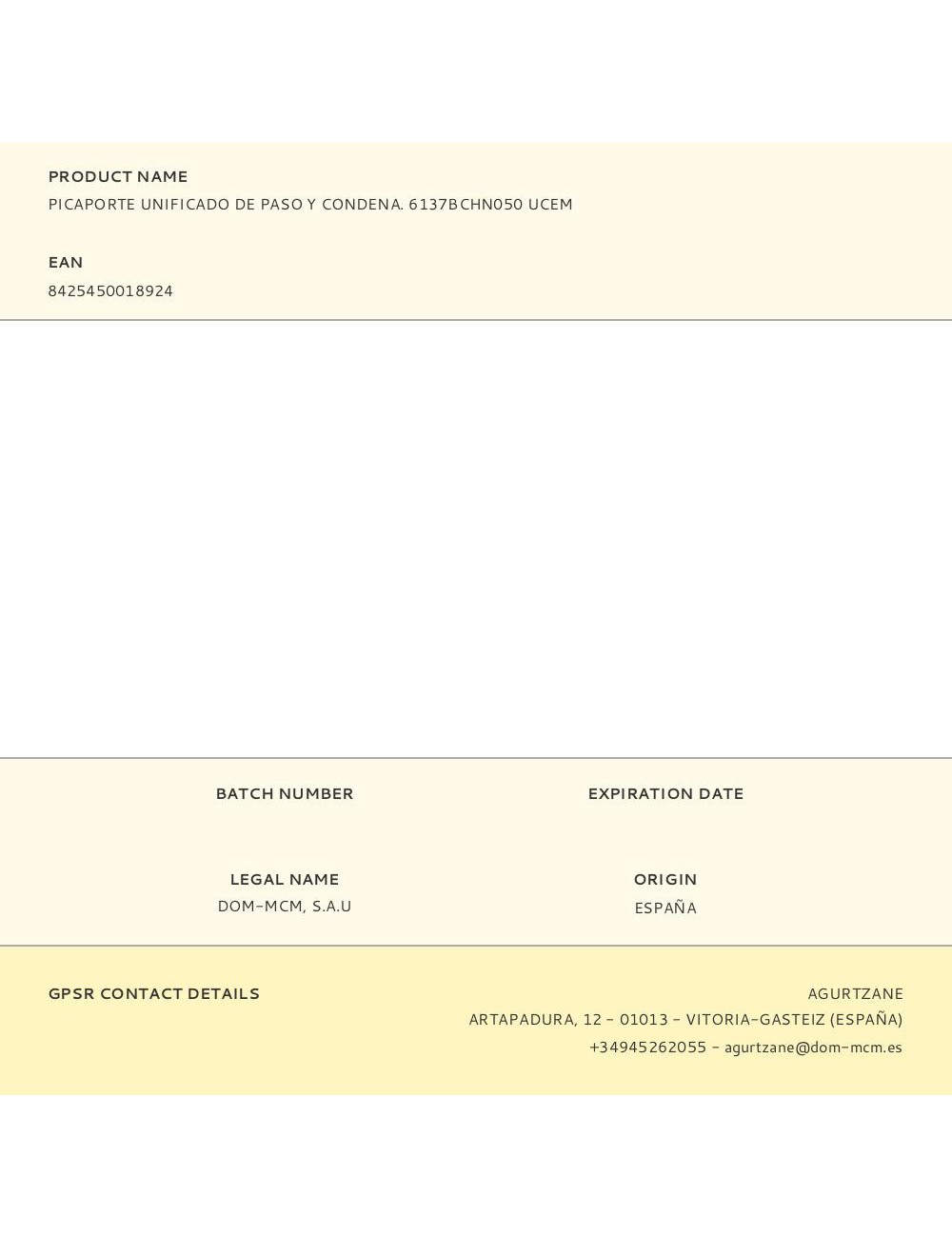 Picaporte unificado de paso y condena. 6137bchn050 ucem